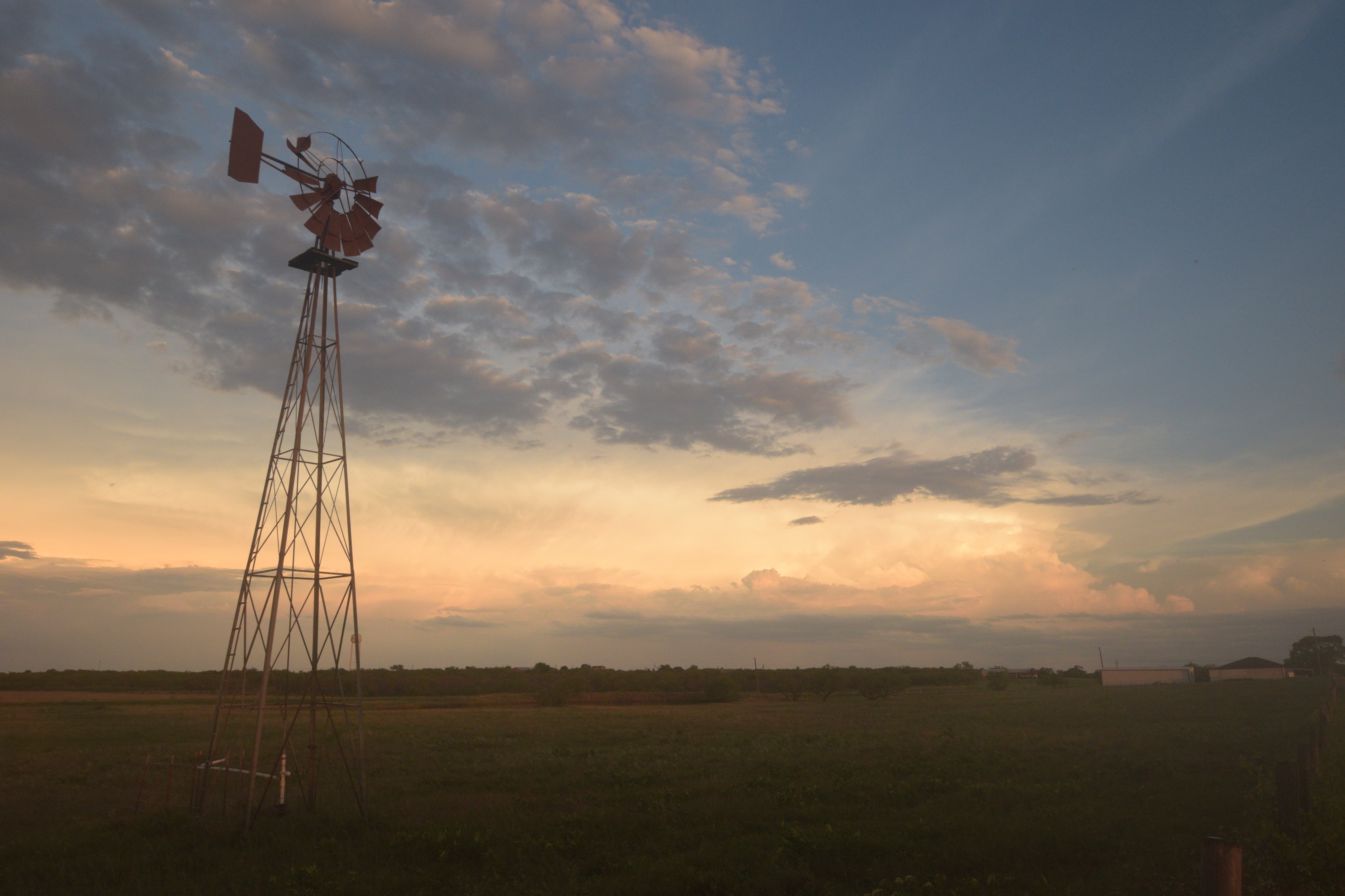 Supercells moving away at sunset, Wichita Falls, TX